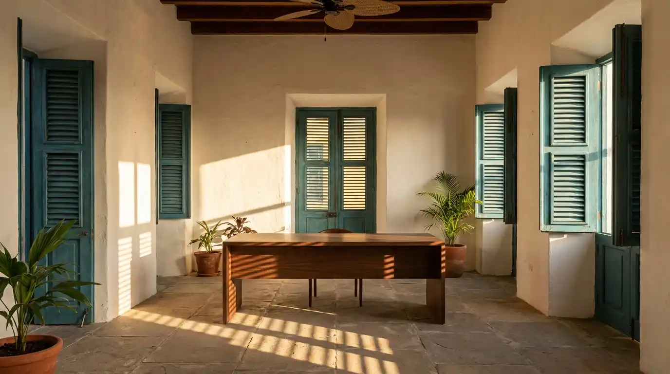 Traditional colonial landhuis room in Curaçao